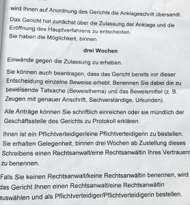 Anwalt BtM Kanzlei Louis & Michaelis in Essen Anklageschrift durch das Amts- oder Landgericht zugestellt