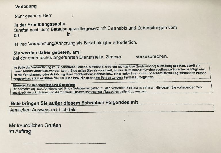 Anwalt BtM, Kanzlei Louis & Michaelis, Vorladung Polizei Beschuldigtenvernehmung